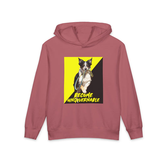 Become Ungovernable Dog Leash Ancap Libertarian Meme Graphic Kids Hooded Sweatshirt Comfort Colors 1467Y Hoodie
