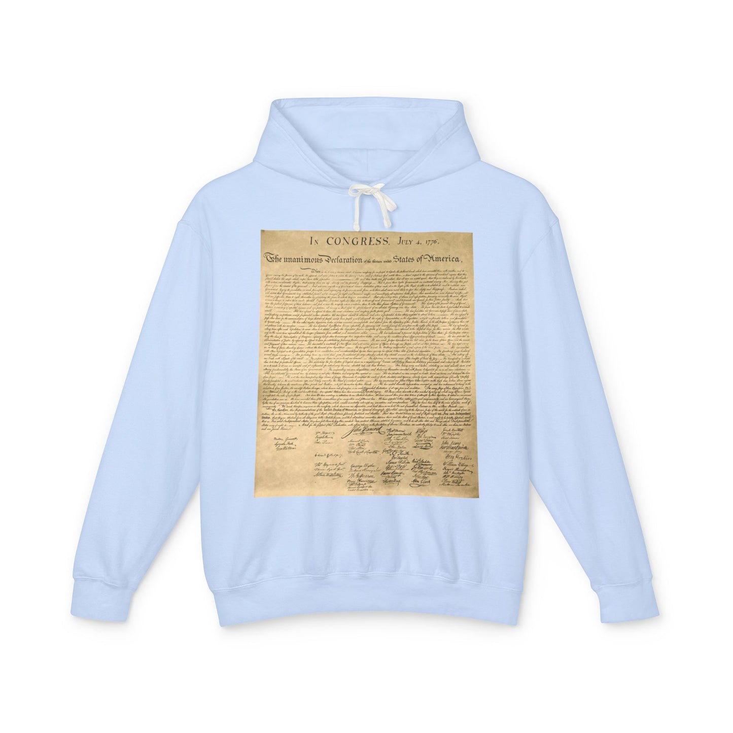 Declaration of Independence Graphic Unisex 100% Cotton Hoodie (Lightweight)