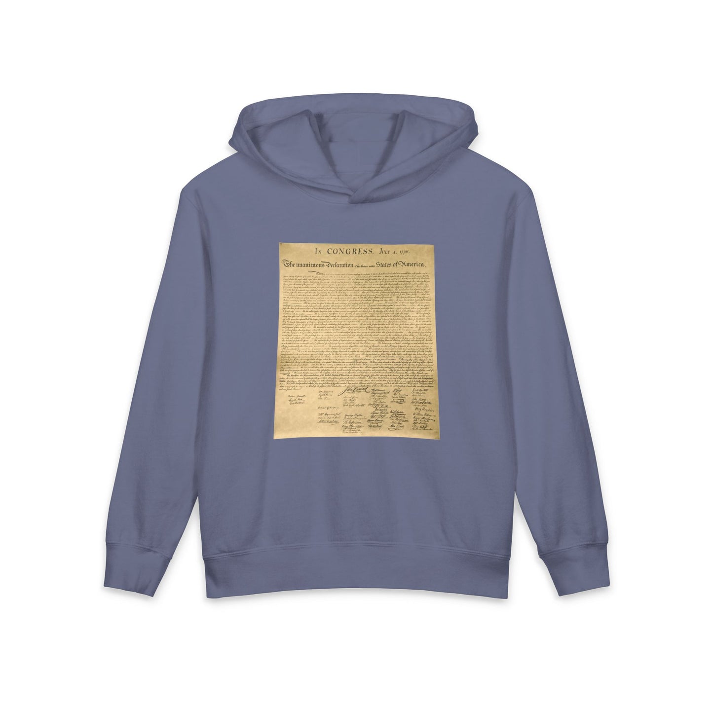 Declaration of Independence Document Graphic Libertarian Kids Hooded Sweatshirt Comfort Colors 1467Y Hoodie