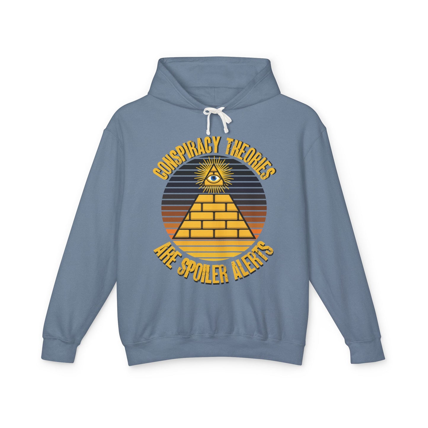 Conspiracy Theories Are Spoiler Alerts Hooded Sweatshirt Funny Conspiracy Realist Pyramid Illuminati Graphic Unisex 100% Cotton Hoodie (Lightweight) Gifts for Conspiracy Theorists