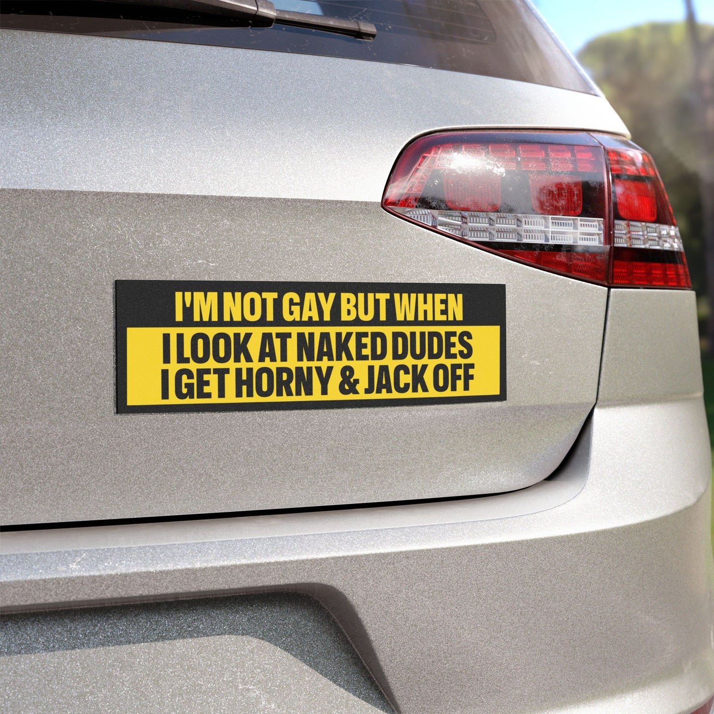 I'm Not Gay But When I Look At Naked Dudes I Get Horny and Jack Off Bumper Sticker Magnet Funny Magnetic Bumper Stickers (Contains Plastic) 3x10"