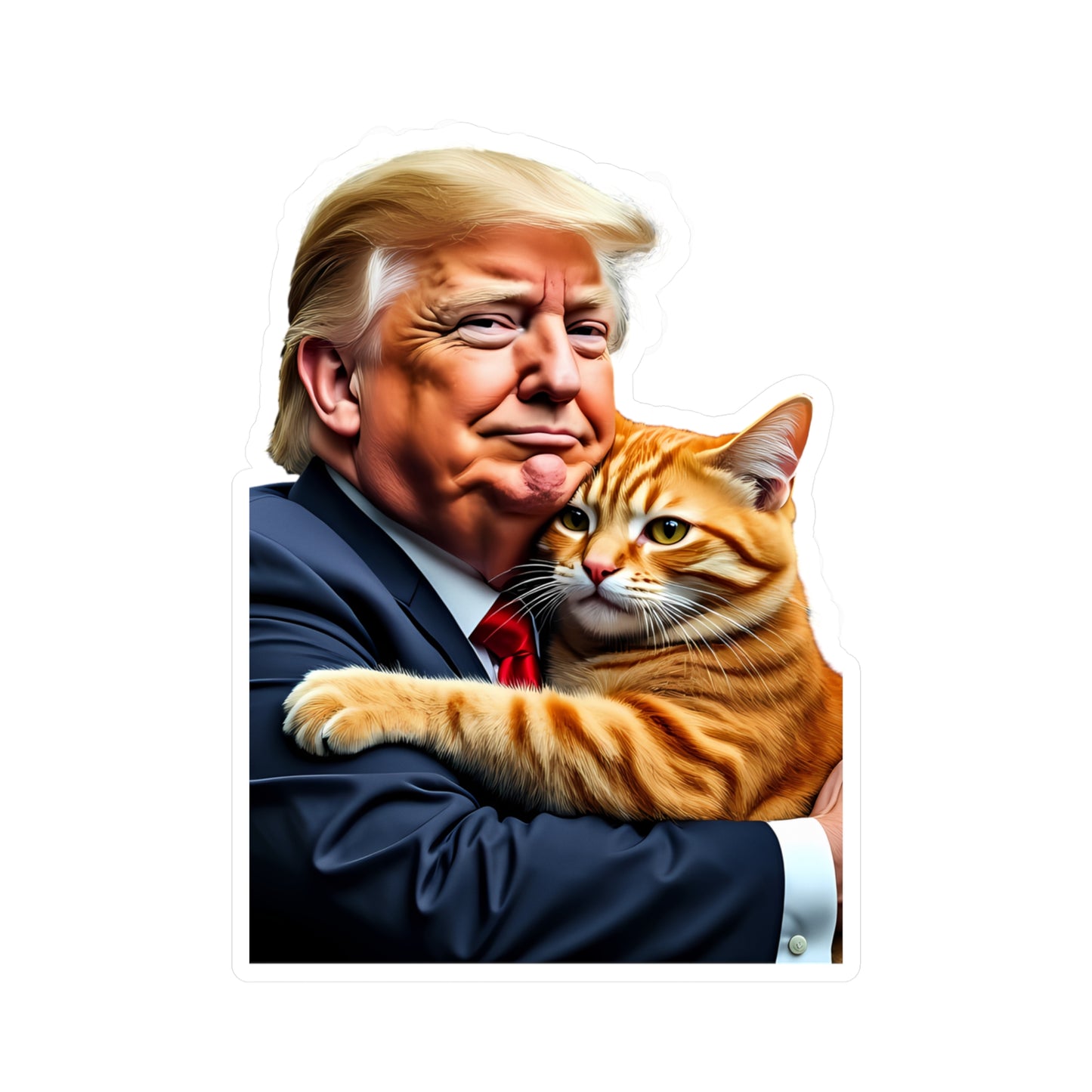 Donald Trump Holding Orange Cat Sticker They're Eating the Cats Trump 2024 Funny Graphic (Vinyl)