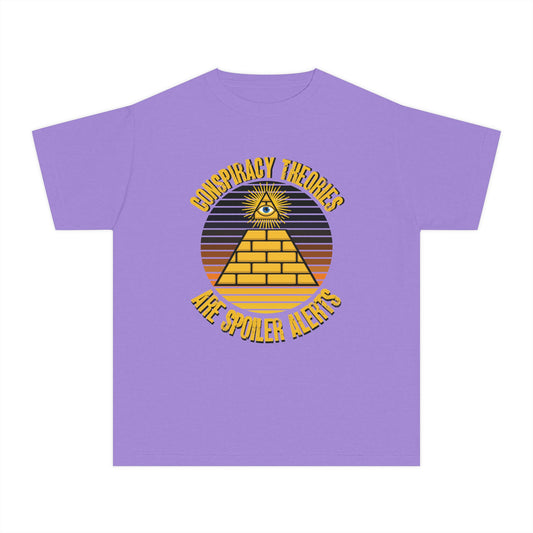 Conspiracy Theories Are Spoiler Alerts Meme Graphic Kids T-Shirt Comfort Colors 9018
