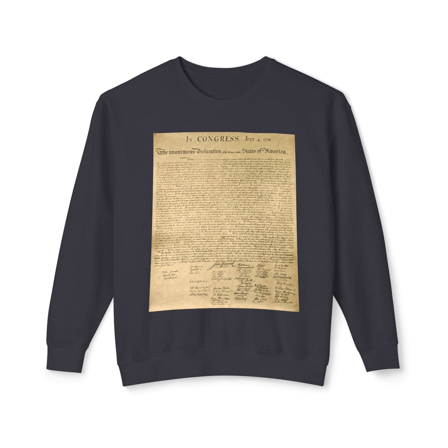 Declaration of Independence Graphic 100% Cotton Sweatshirt (Lightweight)