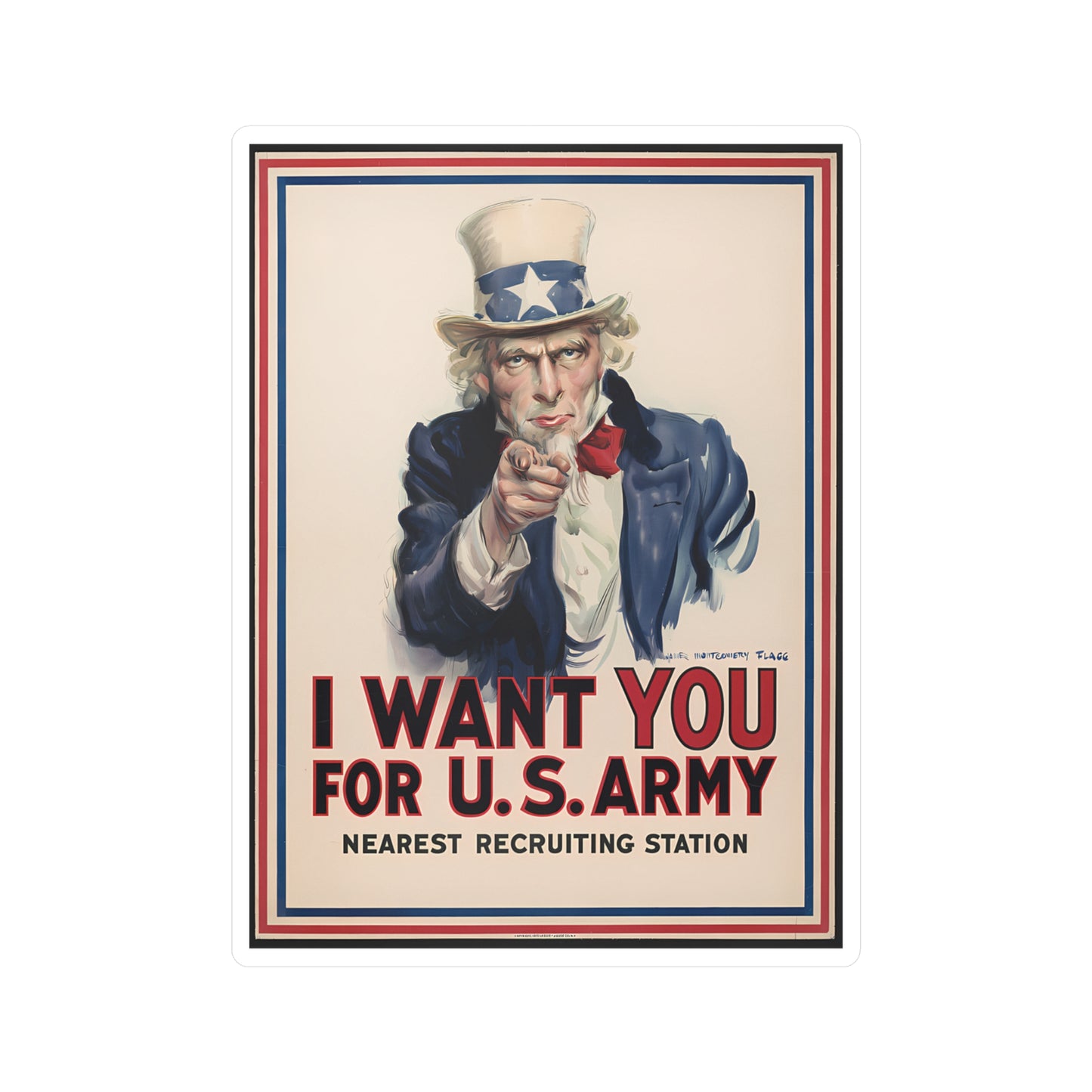 Uncle Sam Sticker WW1 Propaganda Poster I Want You for U.S. Army Stickers James Montgomery Flagg Art (Vinyl)