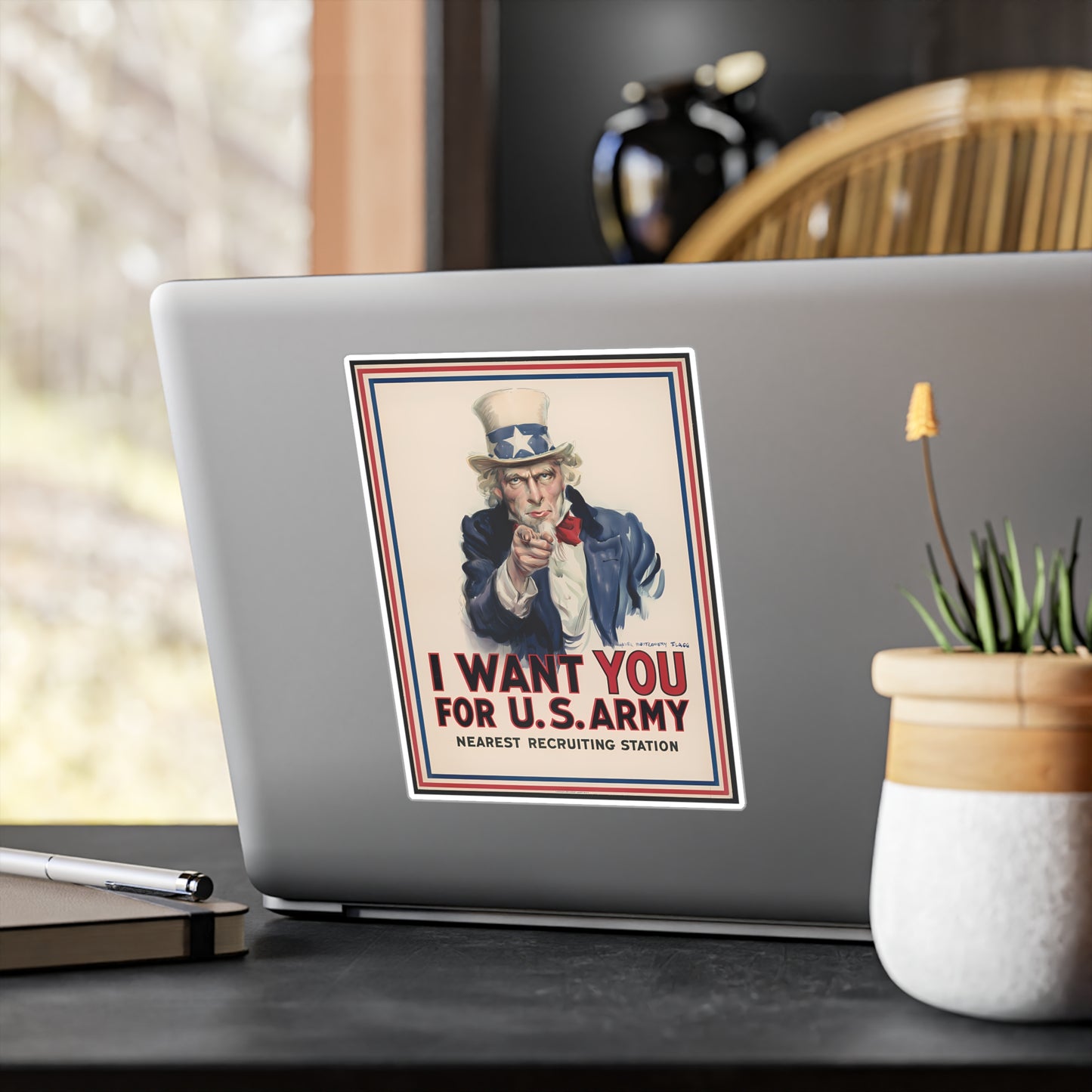 Uncle Sam Sticker WW1 Propaganda Poster I Want You for U.S. Army Stickers James Montgomery Flagg Art (Vinyl)