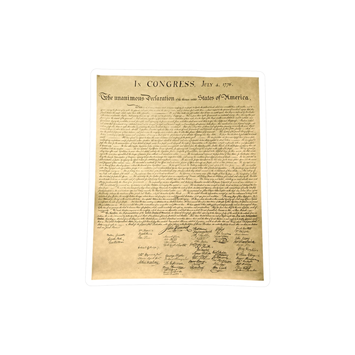 Declaration of Independence Sticker Document Graphic Patriotic Libertarian Stickers (Vinyl)