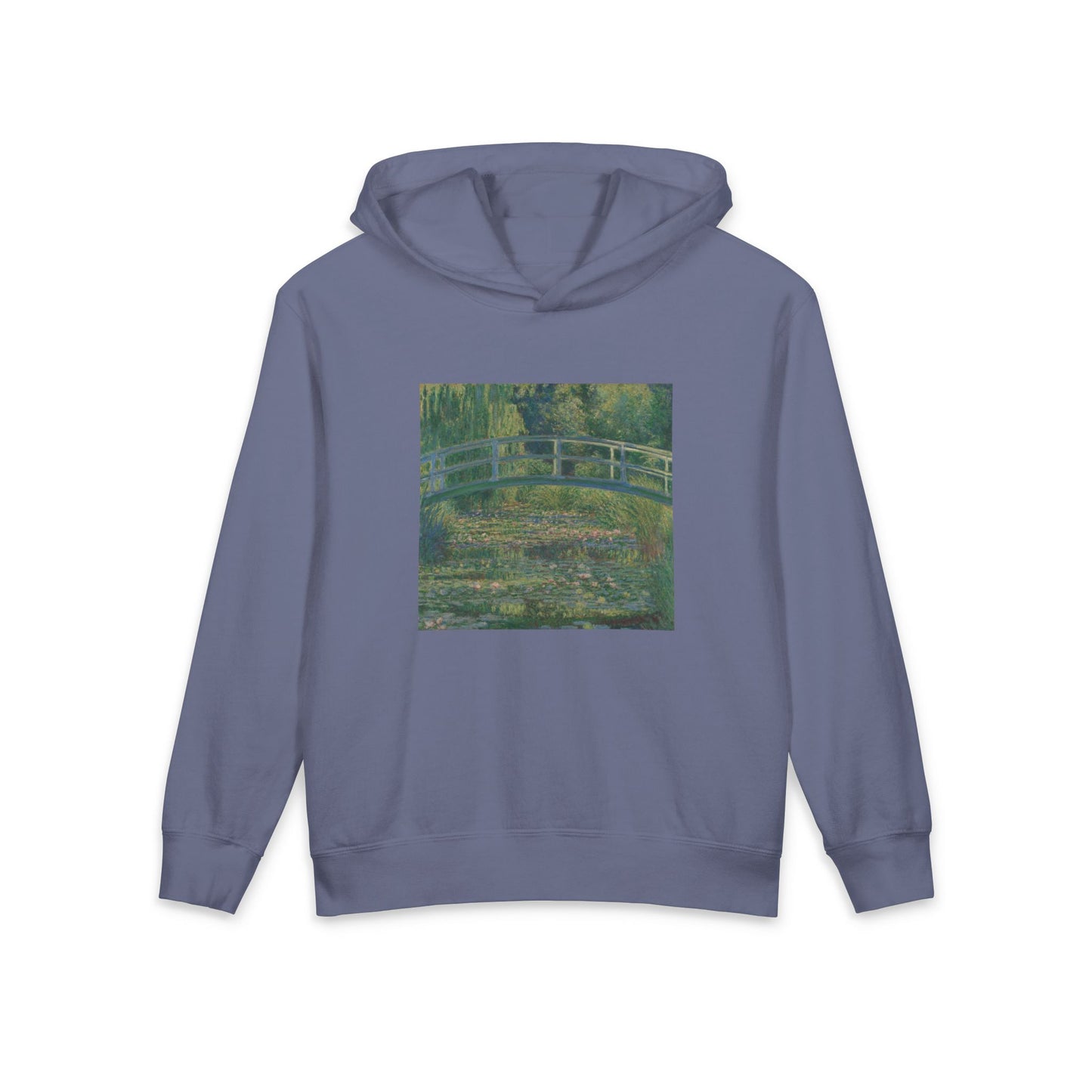 Water Lily Pond Bridge Claude Monet Famous Painting Art Graphic Kids Hooded Sweatshirt Comfort Colors 1467Y Hoodie