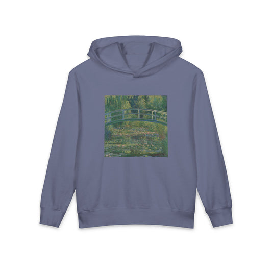 Water Lily Pond Bridge Claude Monet Famous Painting Art Graphic Kids Hooded Sweatshirt Comfort Colors 1467Y Hoodie