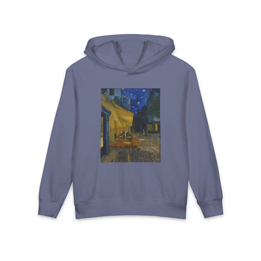 Cafe Terrace at Night Vincent Van Gogh Art Famous Painting Graphic Kids Hooded Sweatshirt Comfort Colors 1467Y Hoodie