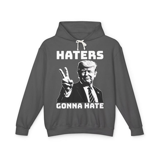 Trump Haters Gonna Hate Peace Sign Funny Graphic Unisex 100% Cotton Hoodie (Lightweight)