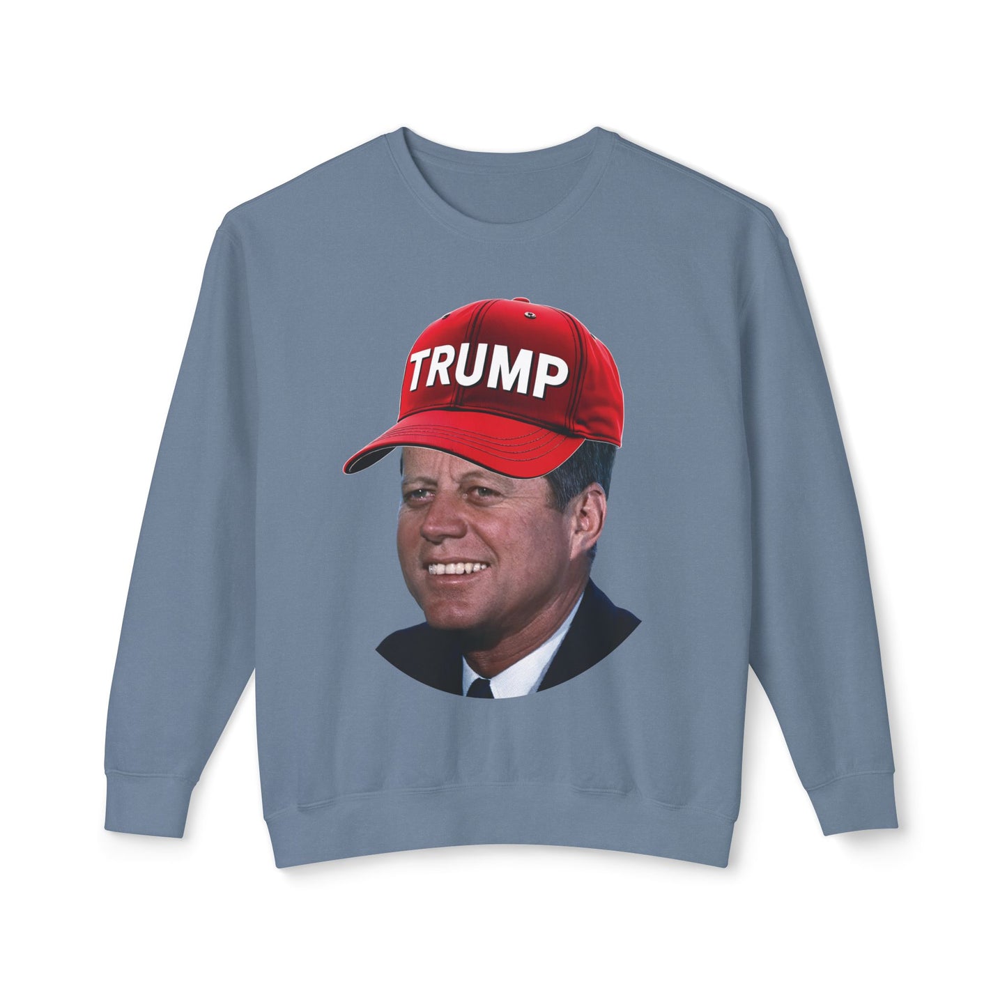 JFK Wearing Trump Hat Funny John F Kennedy Meme Graphic Unisex 100% Cotton Sweatshirt (Lightweight)