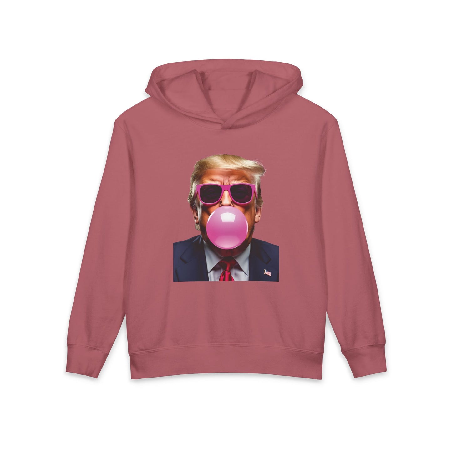 Donald Trump Blowing Bubble Gum Meme Graphic Kids Hooded Sweatshirt Comfort Colors 1467Y Hoodie
