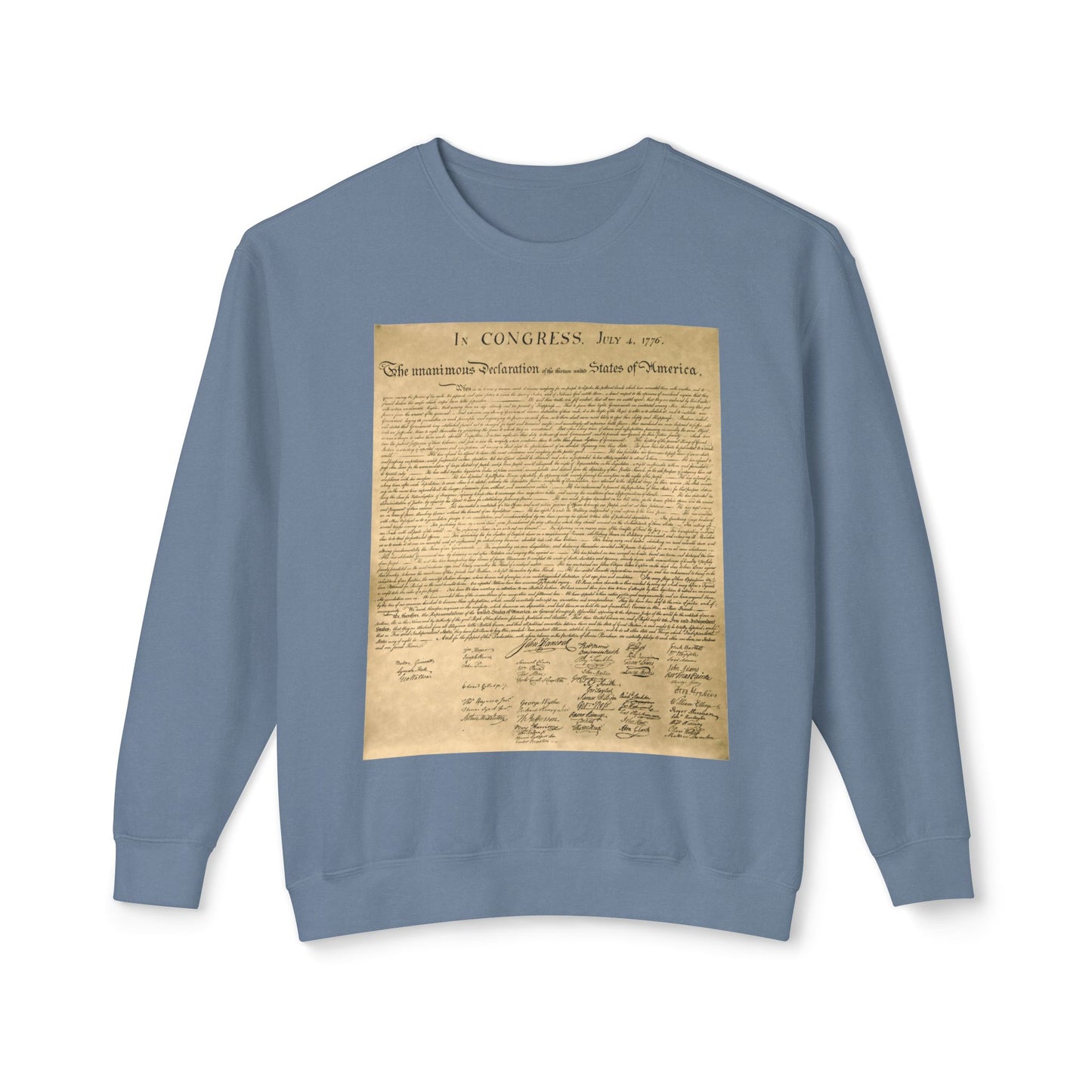 Declaration of Independence Graphic 100% Cotton Sweatshirt (Lightweight)