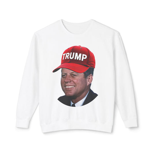 JFK Wearing Trump Hat Funny John F Kennedy Meme Graphic Unisex 100% Cotton Sweatshirt (Lightweight)