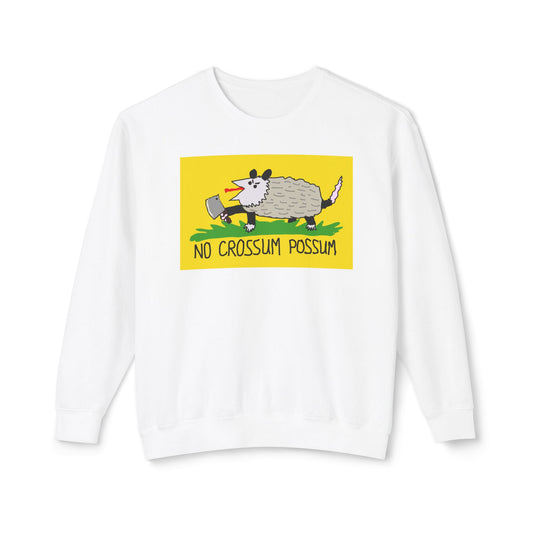 No Crossum Possum Sweater Bad Drawing Gadsden Flag Dont Tread on Me Parody Libertarian Meme Graphic Unisex 100% Cotton Sweatshirt (Lightweight)