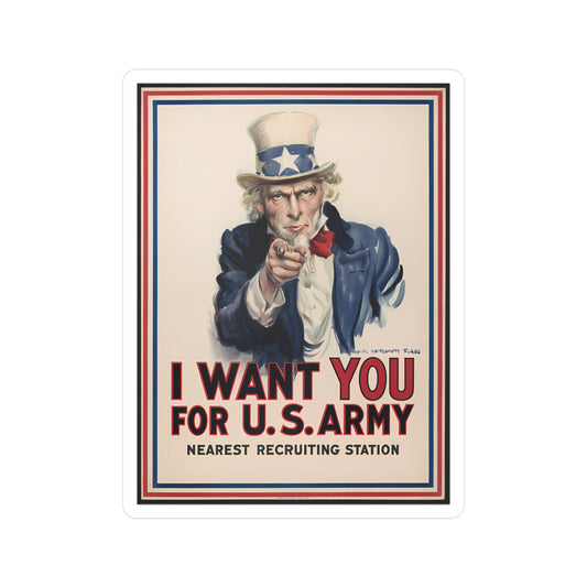 Uncle Sam Sticker WW1 Propaganda Poster I Want You for U.S. Army Stickers James Montgomery Flagg Art (Vinyl)