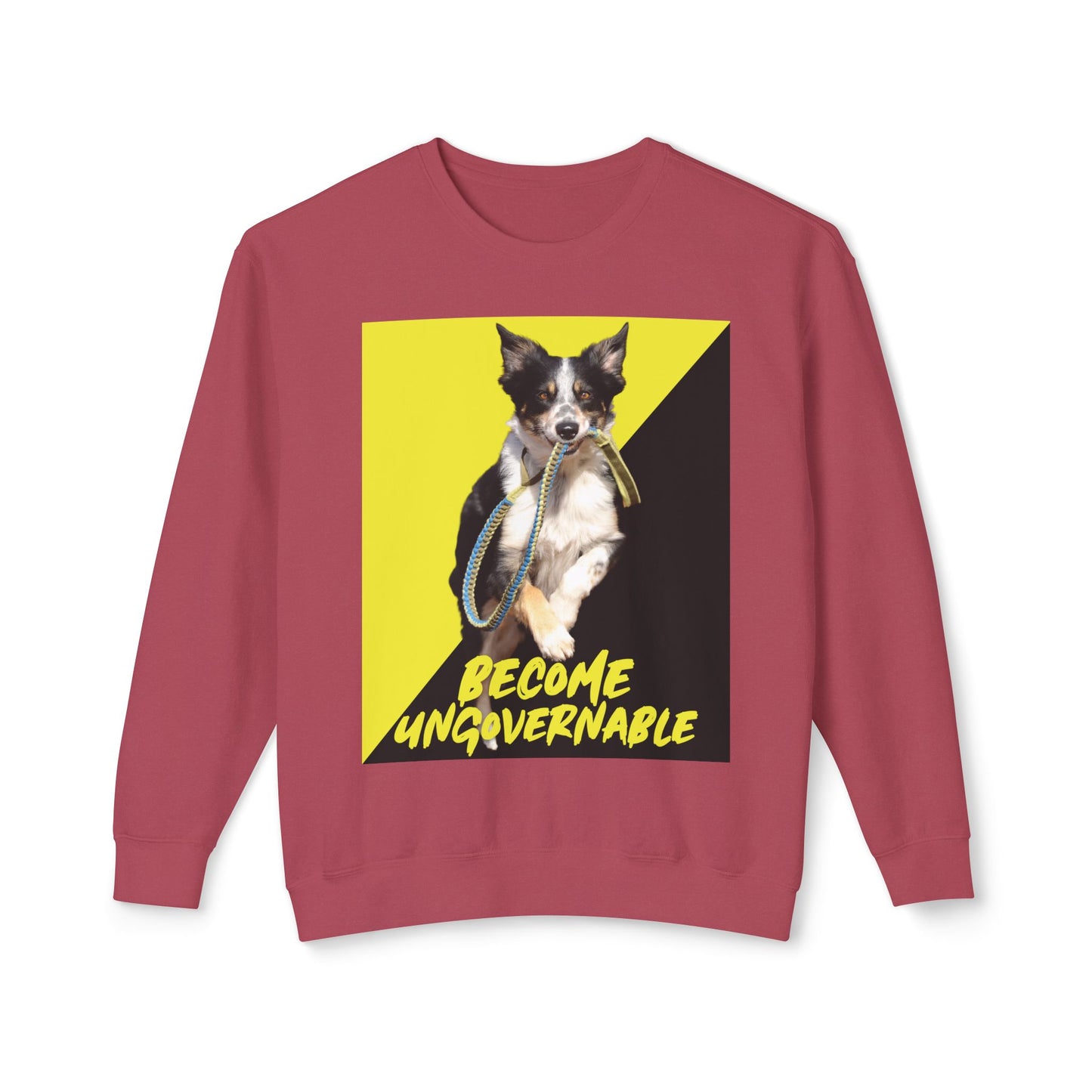 Become Ungovernable Sweater Dog Voluntaryist Ancap Flag Graphic Anarchocapitalist Anarchist Libertarian Unisex 100% Cotton Sweatshirt (Lightweight)