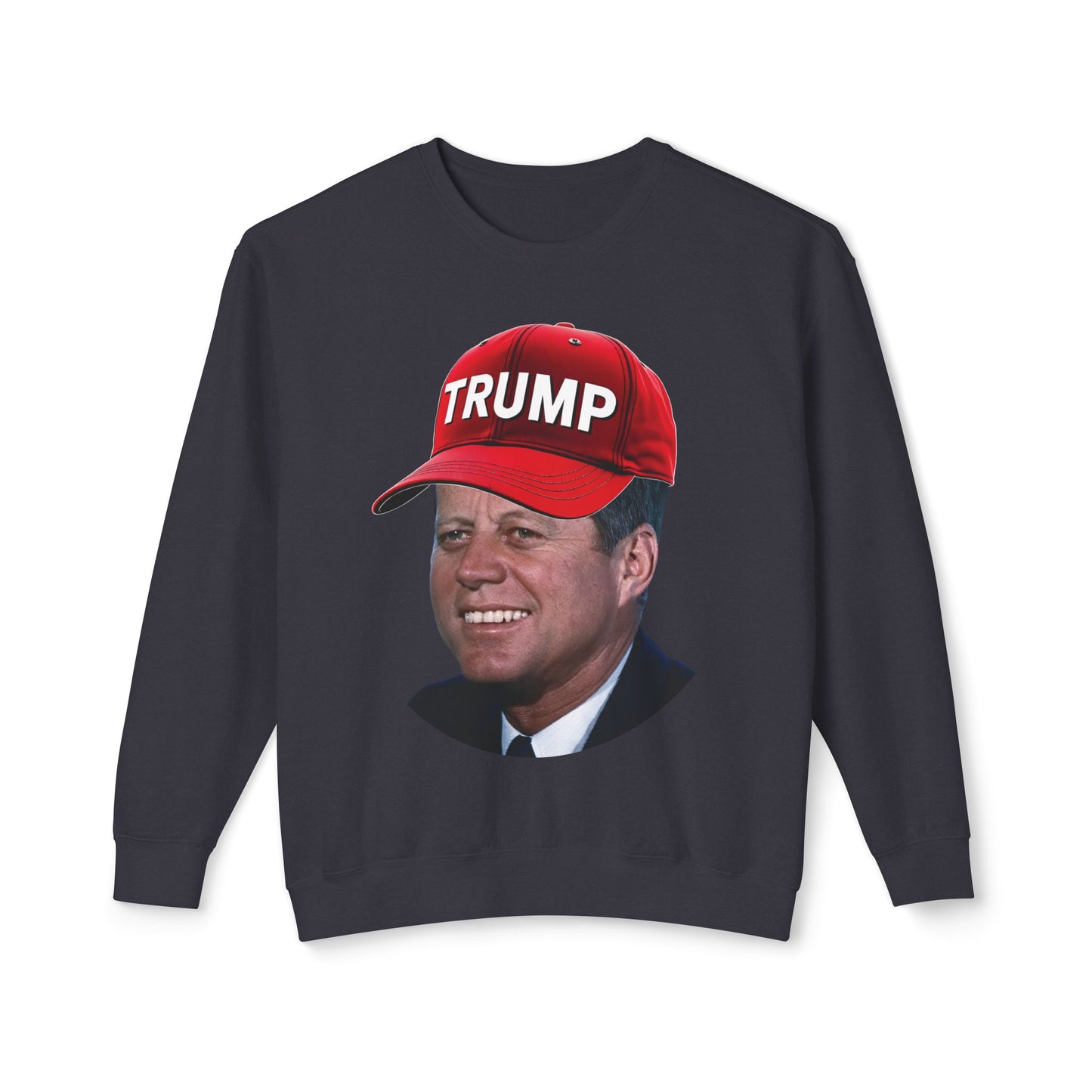 JFK Wearing Trump Hat Funny John F Kennedy Meme Graphic Unisex 100% Cotton Sweatshirt (Lightweight)