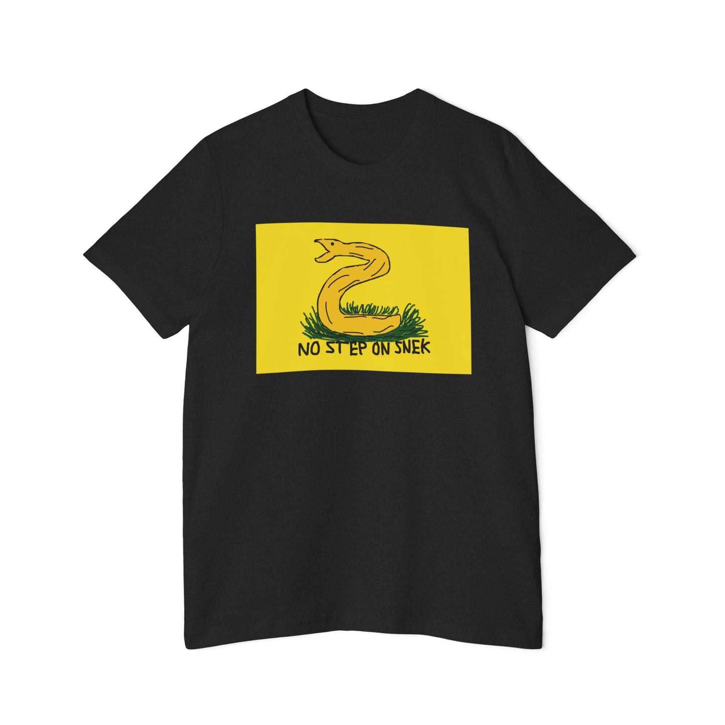 No Step On Snek Shirt Bad Drawing Gadsden Flag Dont Tread on Me Parody Libertarian Meme Graphic Unisex 100% Cotton Made in USA T-Shirt