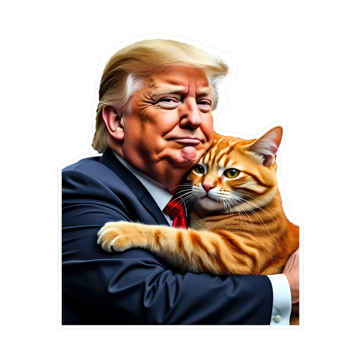 Donald Trump Holding Orange Cat Sticker They're Eating the Cats Trump 2024 Funny Graphic (Vinyl)