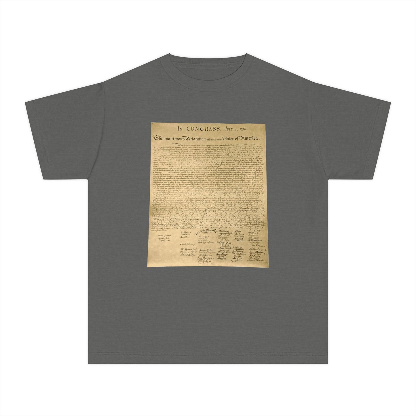 Declaration of Independence Document Graphic Libertarian Kids T-Shirt Comfort Colors 9018