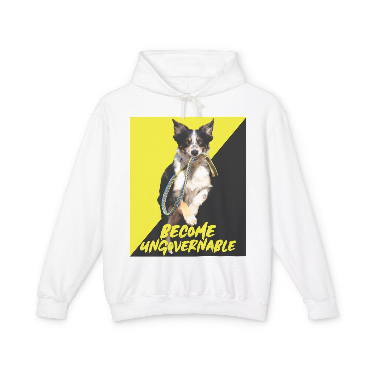 Become Ungovernable Hooded Sweatshirt Dog Voluntaryist Ancap Flag Graphic Anarchocapitalist Anarchist Libertarian Unisex 100% Cotton Hoodie (Lightweight)