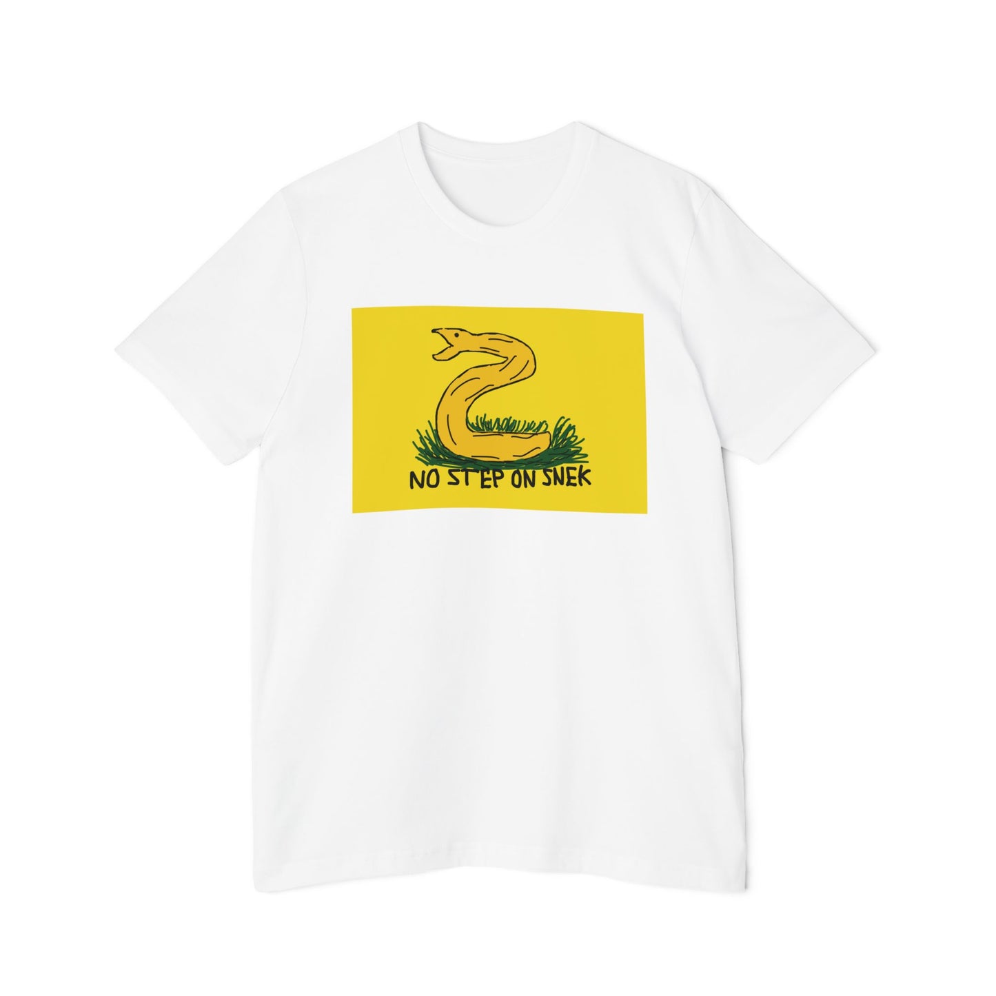 No Step On Snek Shirt Bad Drawing Gadsden Flag Dont Tread on Me Parody Libertarian Meme Graphic Unisex 100% Cotton Made in USA T-Shirt