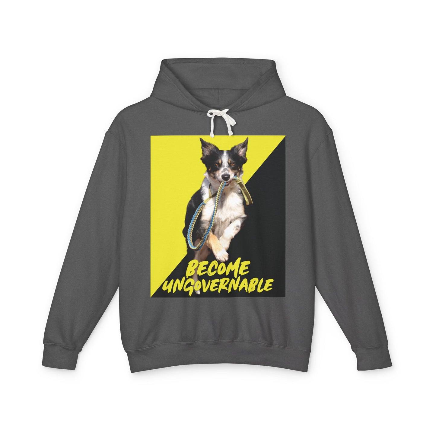 Become Ungovernable Hooded Sweatshirt Dog Voluntaryist Ancap Flag Graphic Anarchocapitalist Anarchist Libertarian Unisex 100% Cotton Hoodie (Lightweight)