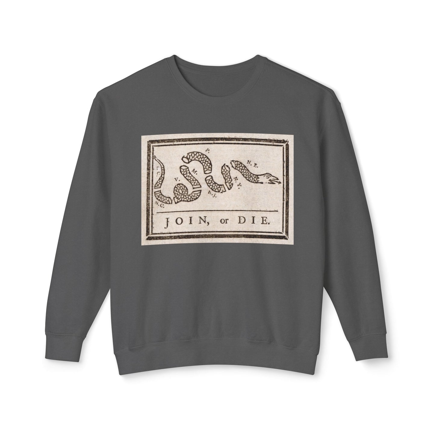 Join or Die Shirt Revolutionary War Snake Libertarian Graphic Unisex 100% Cotton Sweatshirt (Lightweight)