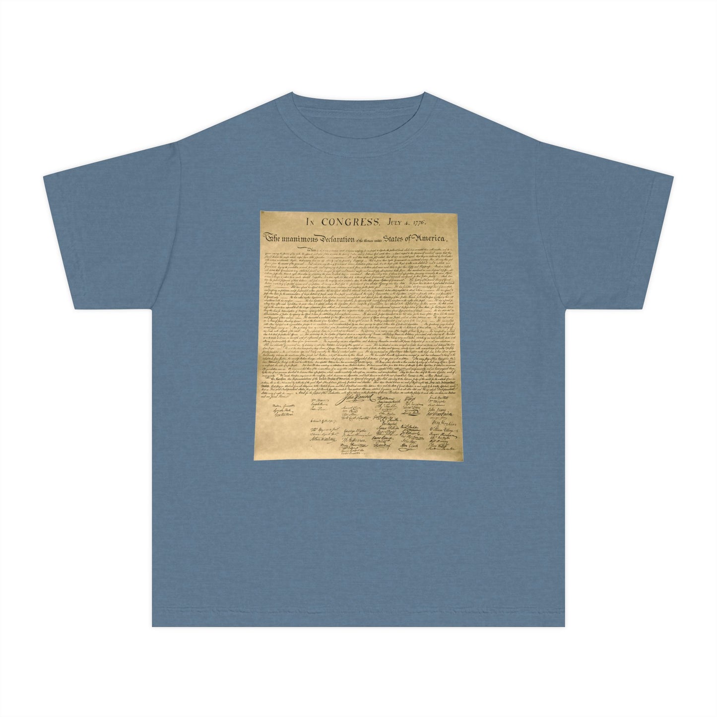 Declaration of Independence Document Graphic Libertarian Kids T-Shirt Comfort Colors 9018