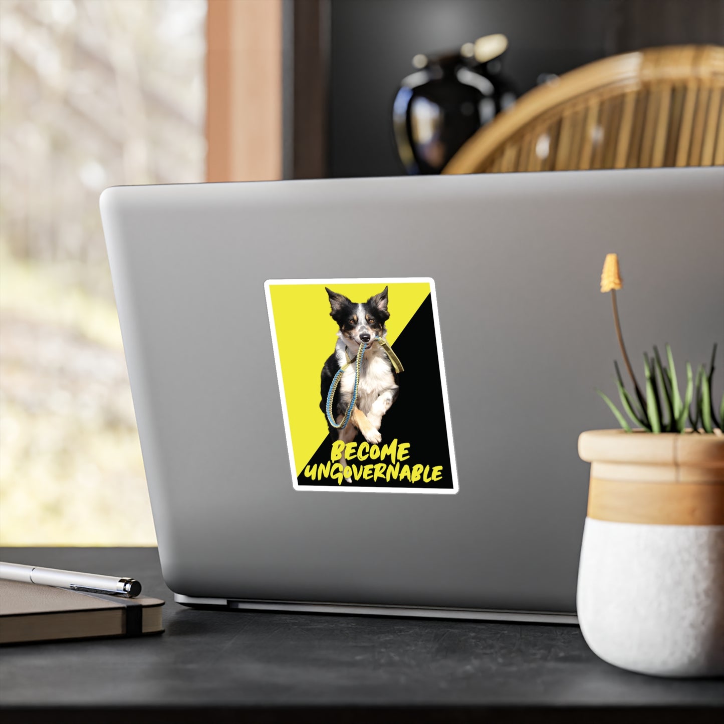 Become Ungovernable Sticker Dog Voluntaryist Ancap Flag Graphic Anarchocapitalist Anarchist Libertarian Stickers (Vinyl)