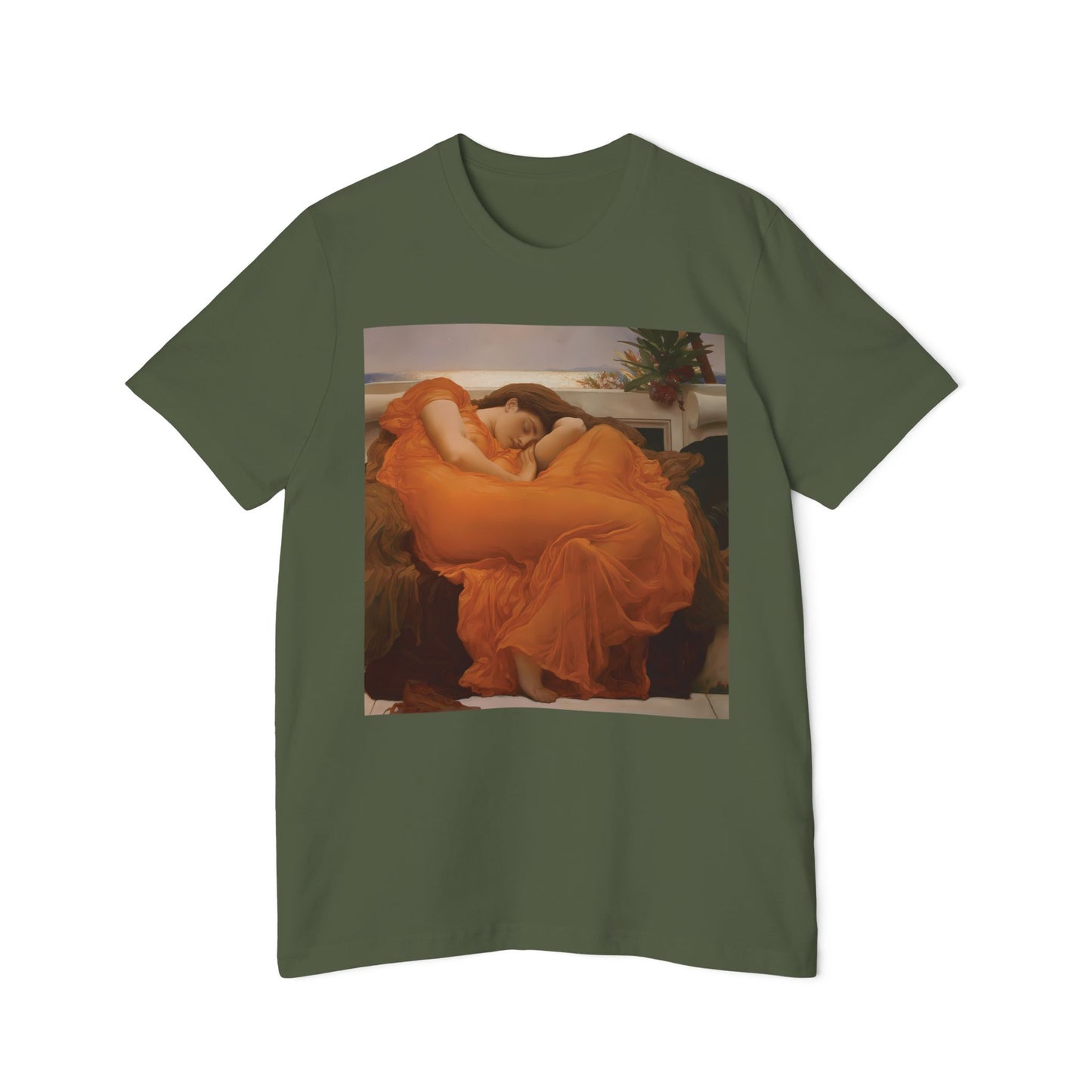 Flaming June Shirt Frederic Leighton Painting Art Graphic Unisex 100% Cotton Made in USA T-Shirt