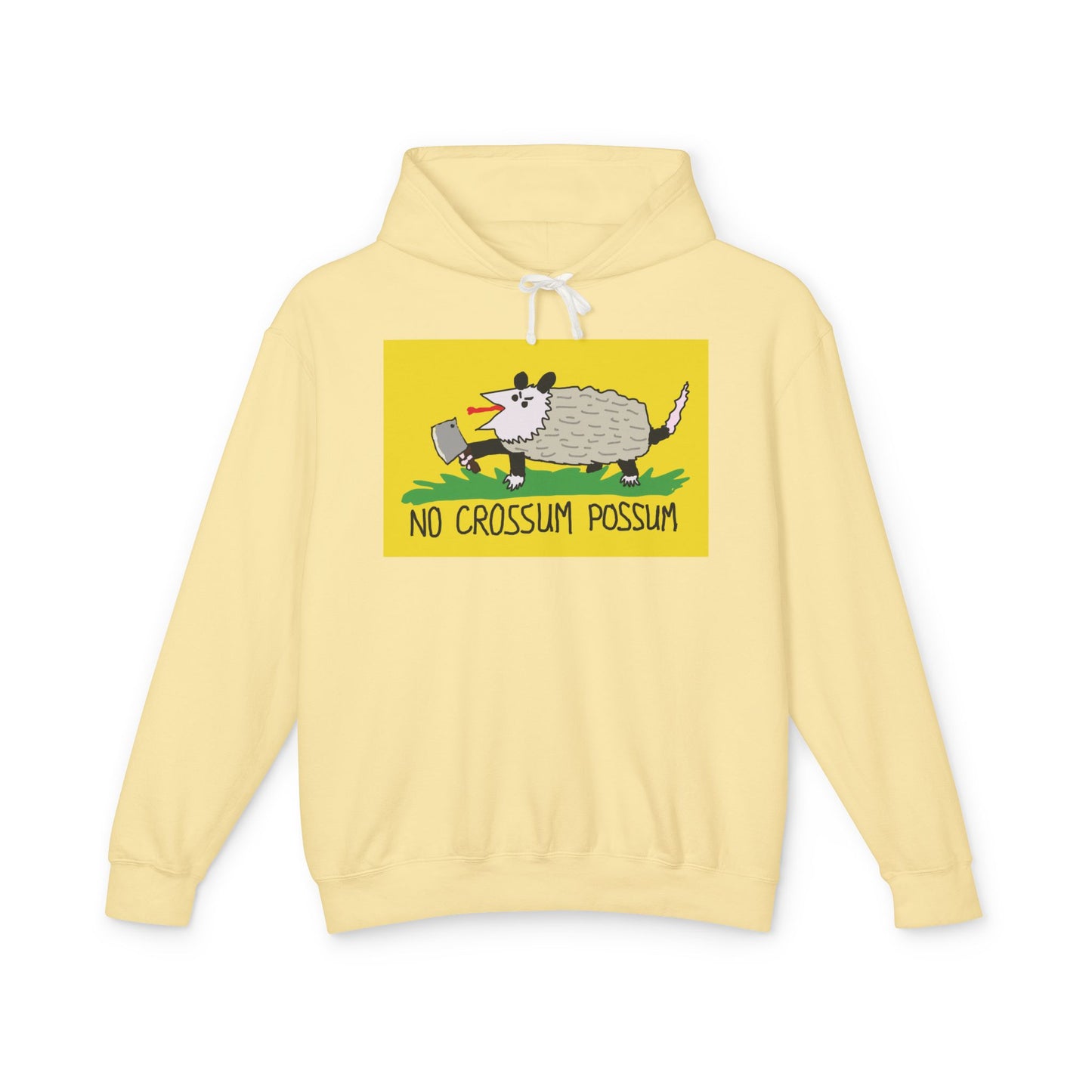 No Crossum Possum Hoodie Bad Drawing Gadsden Flag Dont Tread on Me Parody Libertarian Meme Graphic Unisex 100% Cotton Hoodie (Lightweight)