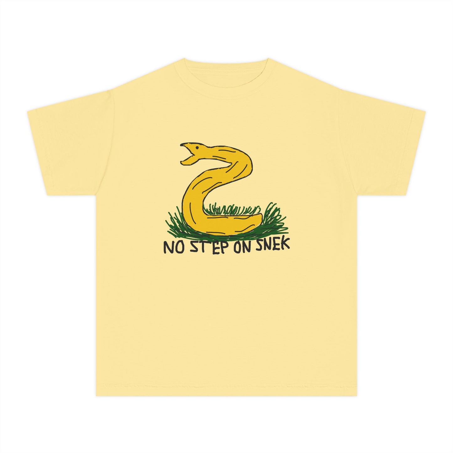 No Step on Snek Dont Tread on Me Gadsden Bad Drawing Libertarian Meme Graphic Kids T-Shirt Comfort Colors 9018