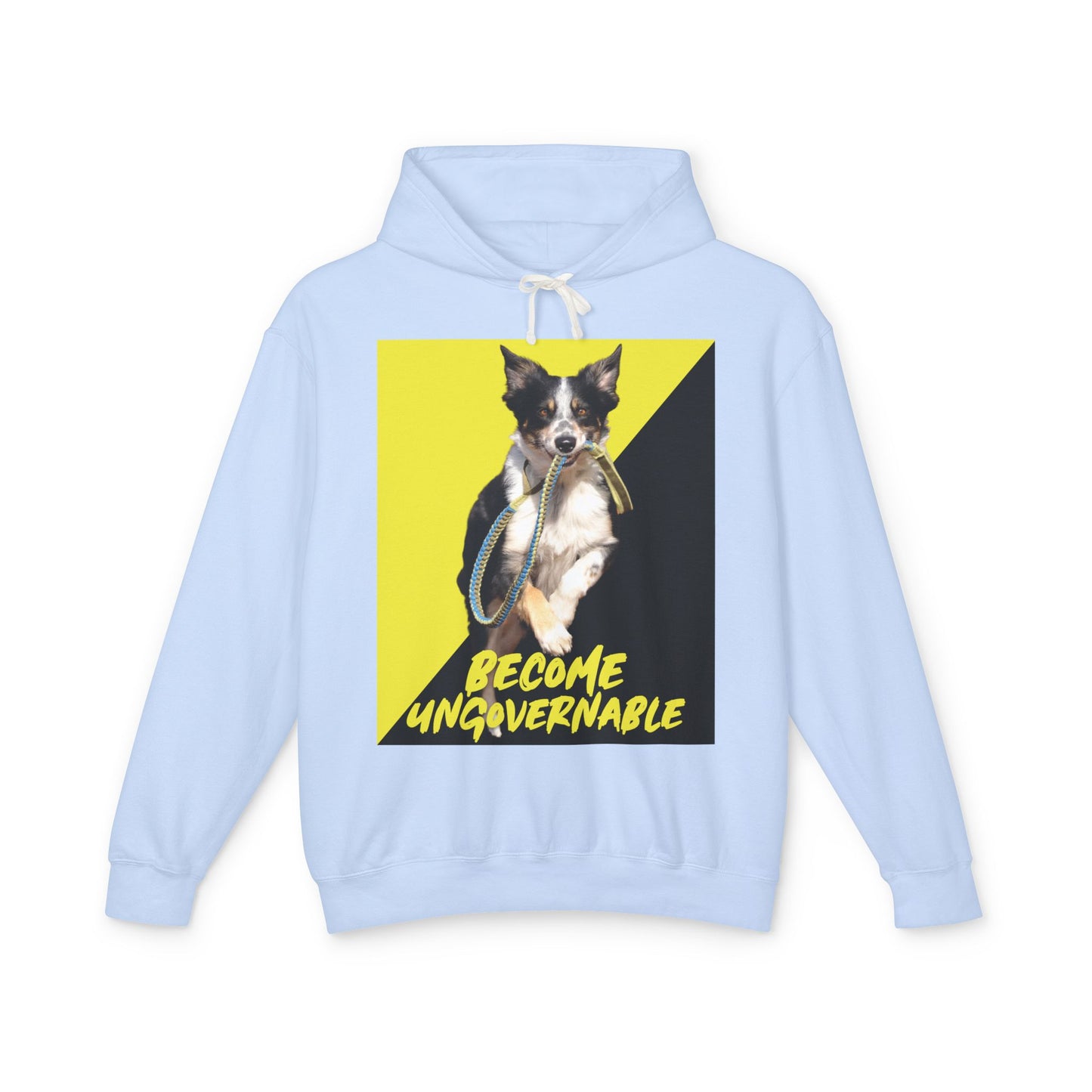 Become Ungovernable Hooded Sweatshirt Dog Voluntaryist Ancap Flag Graphic Anarchocapitalist Anarchist Libertarian Unisex 100% Cotton Hoodie (Lightweight)