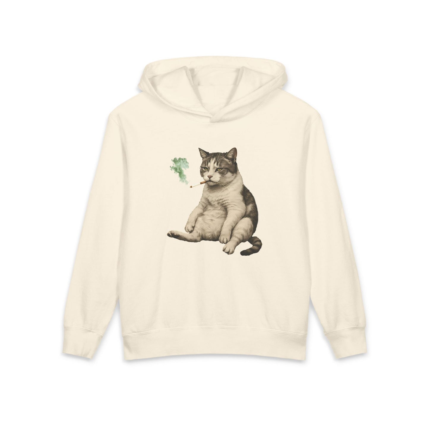 Chunky Cat Smoking Cigarette Gen Z Meme Graphic Kids Hooded Sweatshirt Comfort Colors 1467Y Hoodie