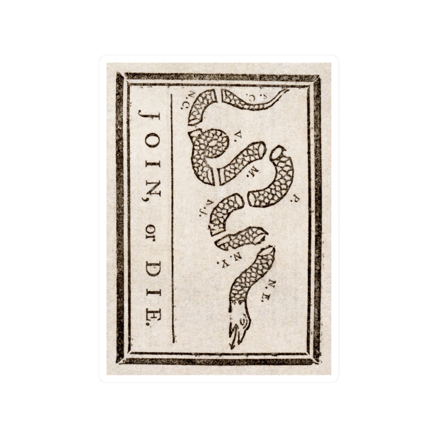 Join or Die Sticker American History Meme Libertarian Stickers Revolutionary War Snake Graphic (Vinyl)