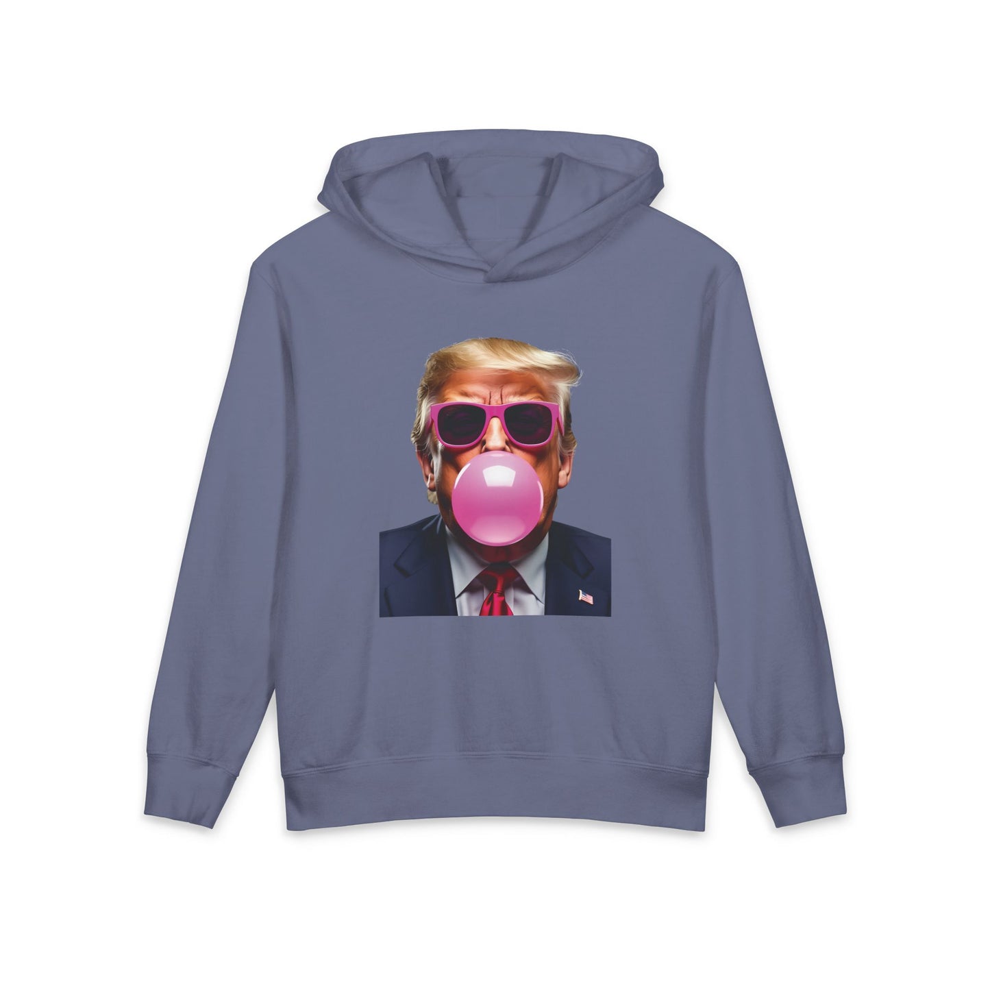 Donald Trump Blowing Bubble Gum Meme Graphic Kids Hooded Sweatshirt Comfort Colors 1467Y Hoodie