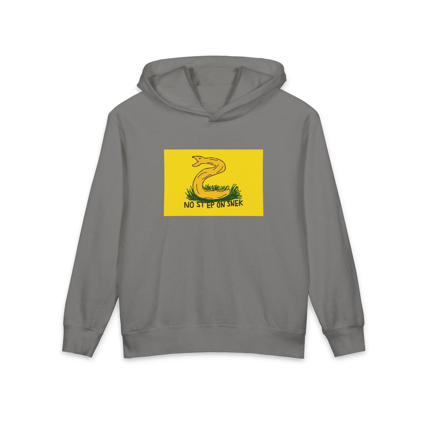 No Step on Snek Dont Tread on Me Gadsden Bad Drawing Libertarian Meme Graphic Kids Hooded Sweatshirt Comfort Colors 1467Y Hoodie