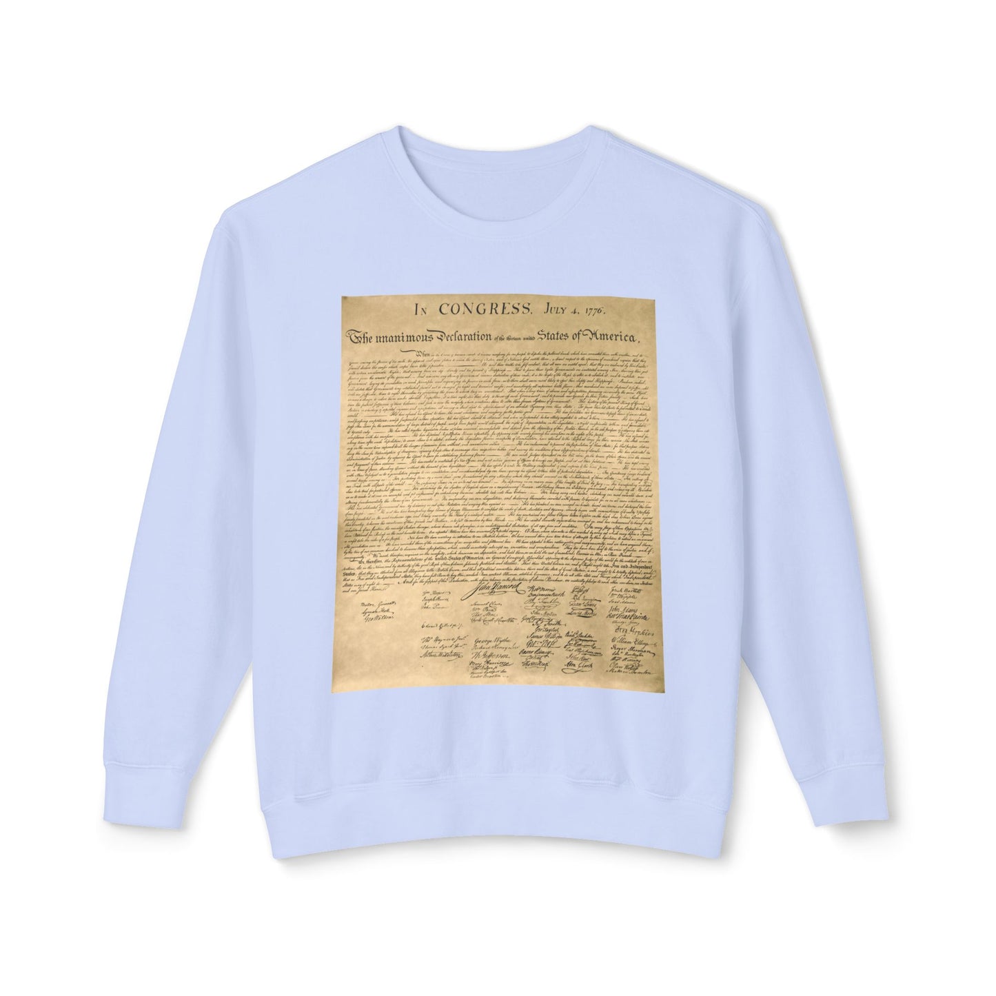 Declaration of Independence Graphic 100% Cotton Sweatshirt (Lightweight)