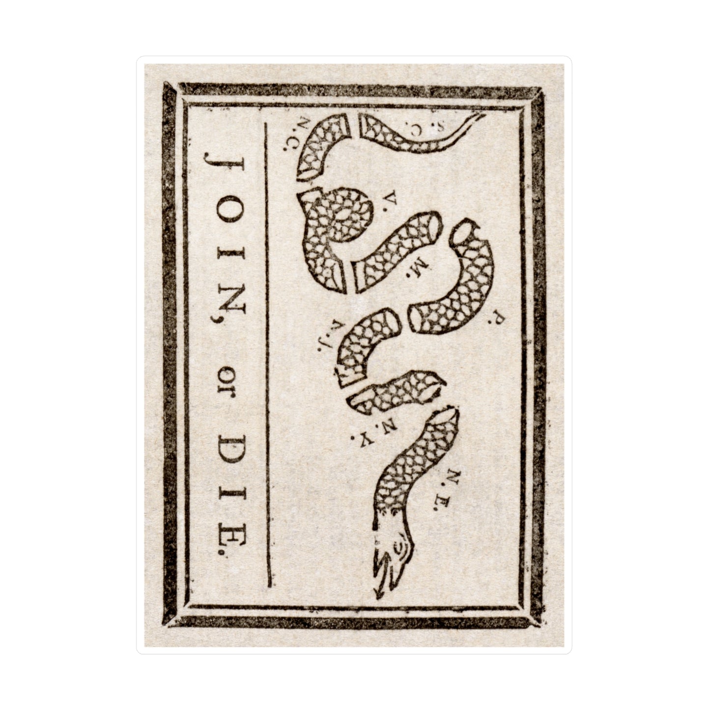 Join or Die Sticker American History Meme Libertarian Stickers Revolutionary War Snake Graphic (Vinyl)