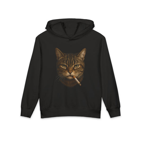Funny Smoking Cat Cigarette Kitty Gen Z Meme Cat Graphic Kids Hooded Sweatshirt Comfort Colors 1467Y Hoodie