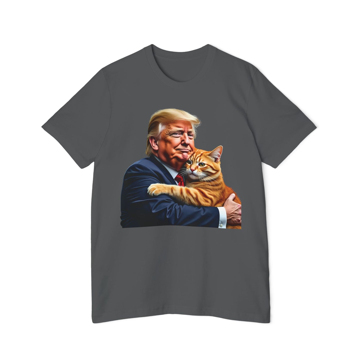 Donald Trump Holding Cat They're Eating the Cats Trump 2024 Funny Graphic Unisex 100% Cotton Made in USA T-Shirt