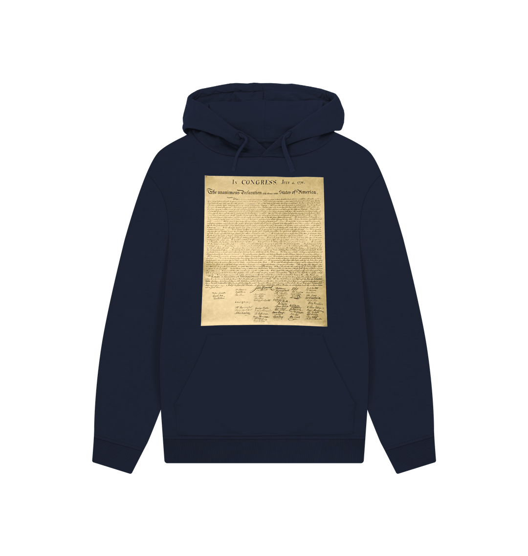 Navy Declaration of Independence Graphic 100% Organic Cotton Hoodie (Unisex)