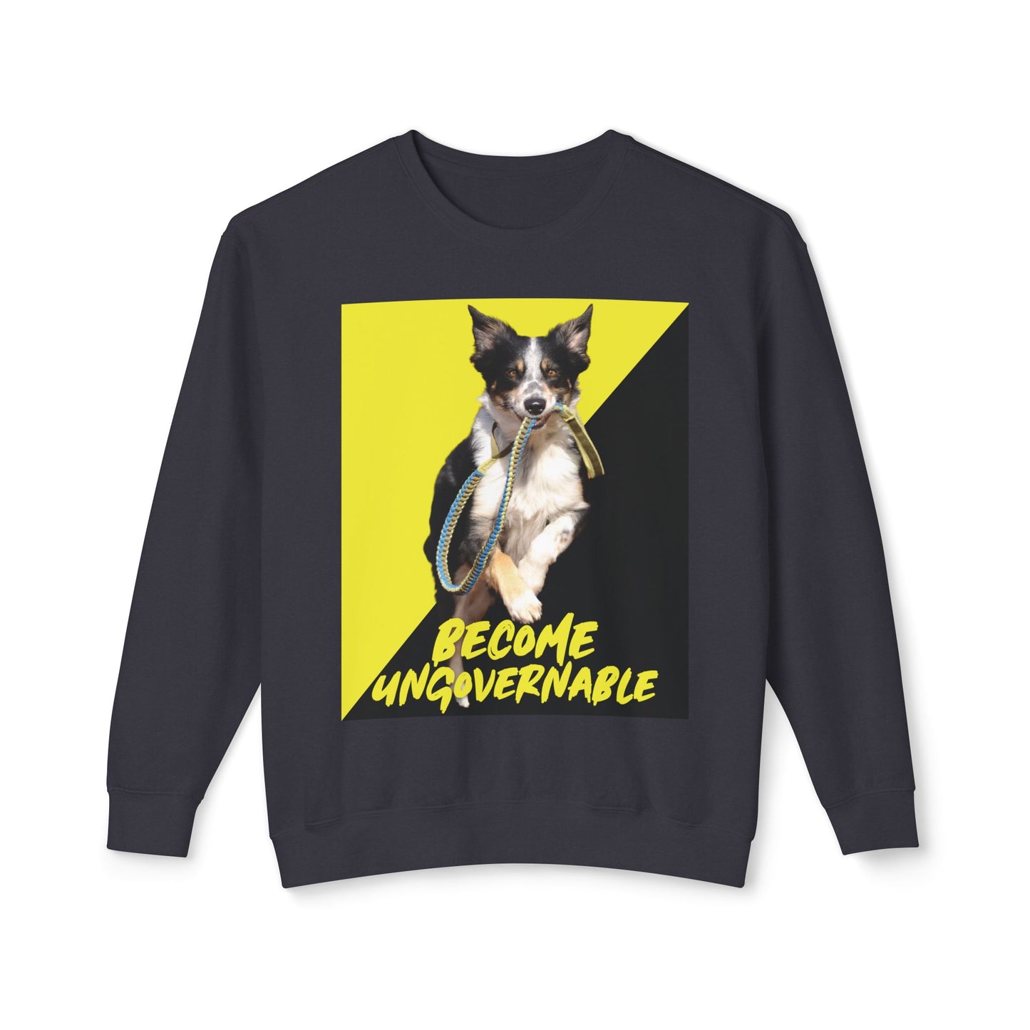 Become Ungovernable Sweater Dog Voluntaryist Ancap Flag Graphic Anarchocapitalist Anarchist Libertarian Unisex 100% Cotton Sweatshirt (Lightweight)