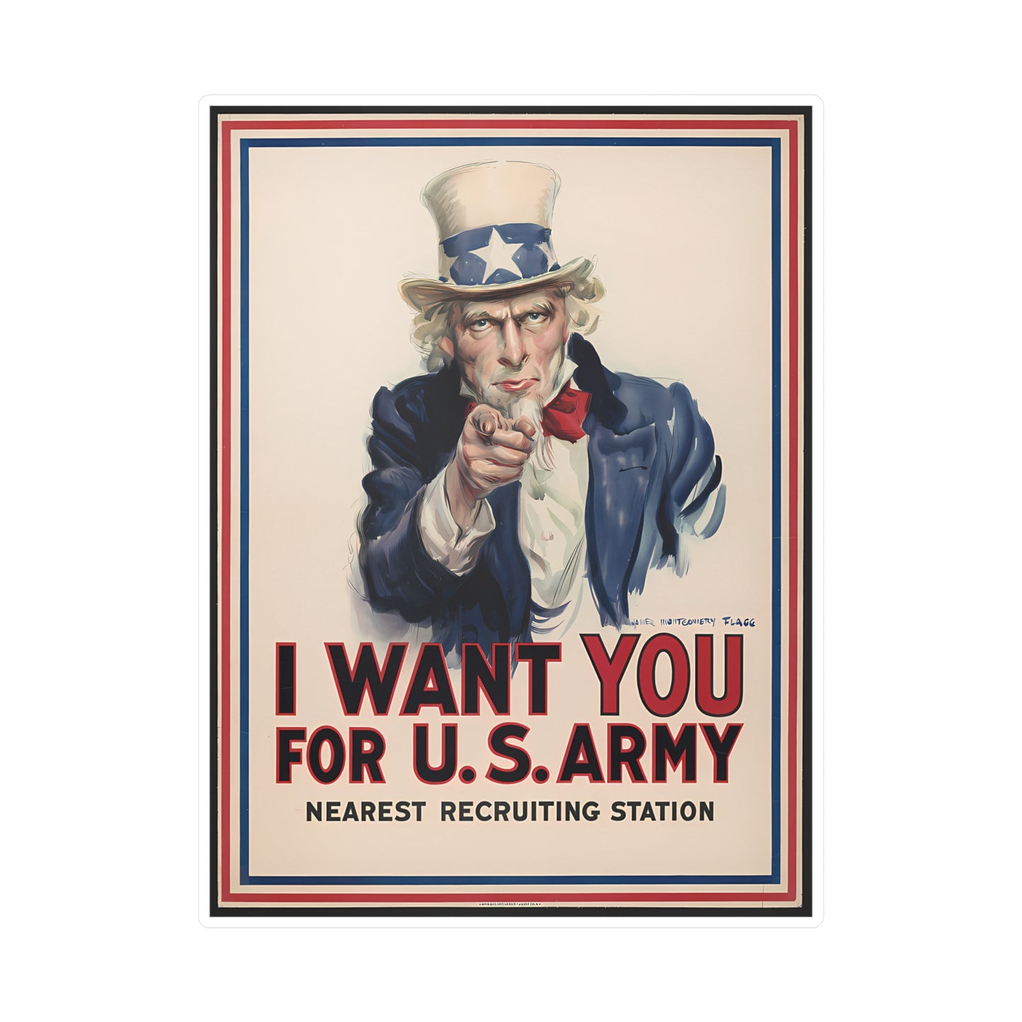 Uncle Sam Sticker WW1 Propaganda Poster I Want You for U.S. Army Stickers James Montgomery Flagg Art (Vinyl)