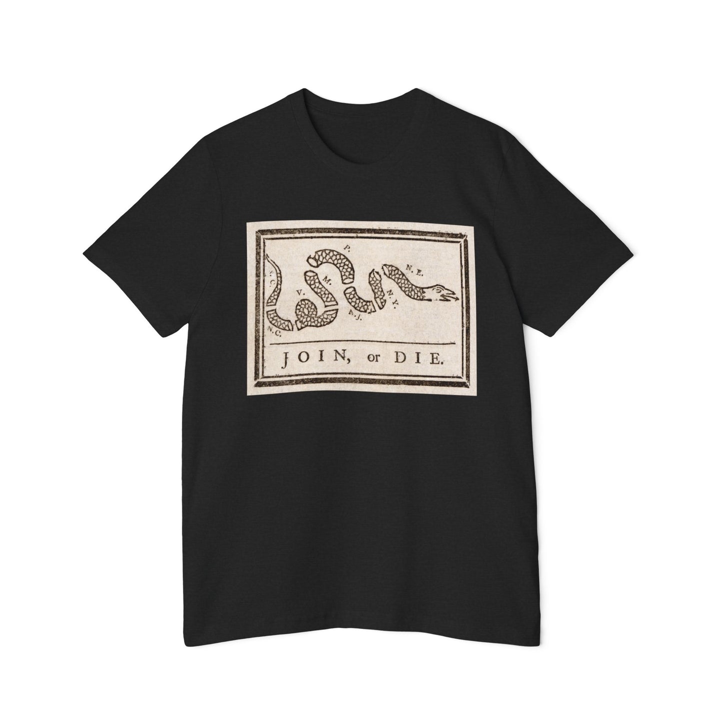 Join or Die Shirt Revolutionary War Snake Libertarian Graphic Unisex 100% Cotton Made in USA T-Shirt