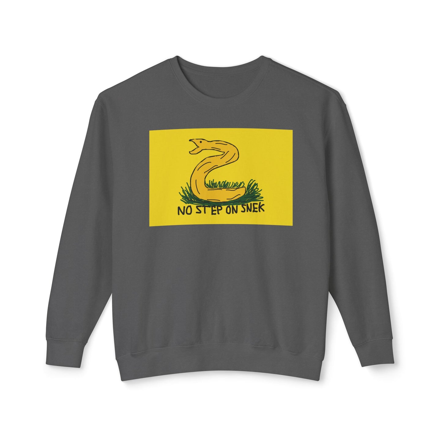 No Step On Snek Shirt Bad Drawing Gadsden Flag Dont Tread on Me Parody Libertarian Meme Graphic Unisex 100% Cotton Sweatshirt (Lightweight)