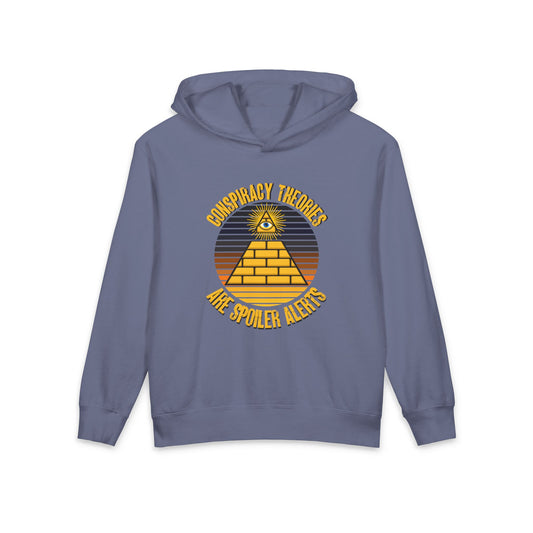 Conspiracy Theories Are Spoiler Alerts Meme Graphic Kids Hooded Sweatshirt Comfort Colors 1467Y Hoodie